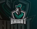 Knight warrior esport and sport mascot logo design with modern illustration concept style for team, badge, emblem and patch. Royalty Free Stock Photo
