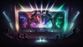 Esports arena, filled with cheering fans and colorful LED lights Royalty Free Stock Photo