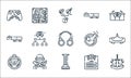 esports line icons. linear set. quality vector line set such as skills, stand, treasure, quest, battle, life bar, potion, life bar