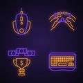 Esports neon light icons set