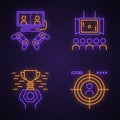 Esports neon light icons set