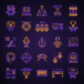 Esports neon light icons set