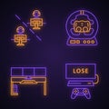 Esports neon light icons set