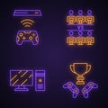 Esports neon light icons set