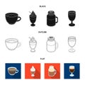 Esprecco, glase, milk shake, bicerin.Different types of coffee set collection icons in black,flat,outline style vector