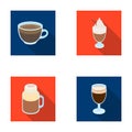 Esprecco, glase, milk shake, bicerin.Different types of coffee set collection icons in flat style vector symbol stock