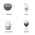 Esprecco, glase, milk shake, bicerin.Different types of coffee set collection icons in monochrome style vector symbol