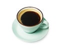 Espresso or americano, black coffee cup above on white background Royalty Free Stock Photo