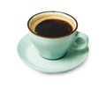 Espresso or americano, black coffee cup above on white background Royalty Free Stock Photo