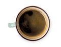 Espresso or americano, black coffee cup above on white background Royalty Free Stock Photo