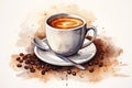 Espresso aroma cafe brown breakfast cappuccino cup caffeine hot coffee drink background Royalty Free Stock Photo