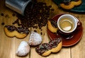 Espresso with carnival cookies and stuffed tortelli