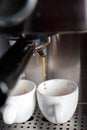 Espresso coffe making with professional machine Royalty Free Stock Photo