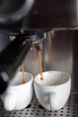 Espresso coffe making with professional machine Royalty Free Stock Photo