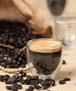 Espresso and Coffee Beans Royalty Free Stock Photo