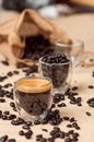 Espresso and Coffee Beans Royalty Free Stock Photo