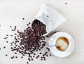 Espresso and coffee beans Royalty Free Stock Photo