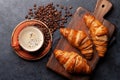 Espresso coffee and croissants for breakfast Royalty Free Stock Photo