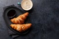 Espresso coffee and croissants for breakfast Royalty Free Stock Photo