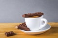 Espresso coffee cup with chocolates cookies. Royalty Free Stock Photo