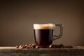 Espresso coffee glass cup on a brown background Royalty Free Stock Photo