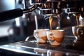 The espresso coffee machine makes an invigorating beverage.