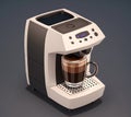 Espresso Coffee Machine on sleek background. Isometric view of Electric Kitchen Coffee-Maker or Automatic Coffee Maker Royalty Free Stock Photo