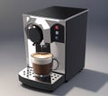 Espresso Coffee Machine on sleek background. Isometric view of Electric Kitchen Coffee-Maker or Automatic Coffee Maker
