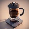 Espresso Coffee Machine on sleek background. Isometric view of Electric Kitchen Coffee-Maker or Automatic Coffee Maker