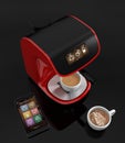 Espresso coffee machine with touch screen which could control by smart phone. 3DCG Rendering with clipping path. Royalty Free Stock Photo