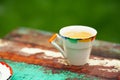 Espresso coffee shot in vintage cup Royalty Free Stock Photo