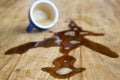 Espresso coffee spilt on table