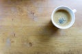 Espresso coffee in white cup with copy space Royalty Free Stock Photo