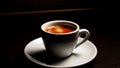 Espresso Coffee in White Cup on Saucer Royalty Free Stock Photo