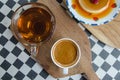 Espresso coffee in a white cup on the table. Royalty Free Stock Photo