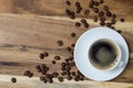 Espresso concept background on wood Royalty Free Stock Photo