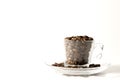 Espresso cup with beans Royalty Free Stock Photo