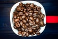 espresso cup full with coffee beans Royalty Free Stock Photo