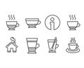 Espresso, Dry cappuccino and Doppio icons. Double latte, Tea mug and Tea cup signs. Royalty Free Stock Photo