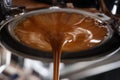 Espresso extraction with bottomless portafilter Royalty Free Stock Photo