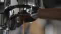 espresso extraction with naked portafilter Royalty Free Stock Photo