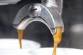 Espresso Extraction with Portafilter. Royalty Free Stock Photo