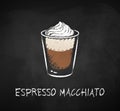 Espresso macchiato coffee chalk illustration. Royalty Free Stock Photo