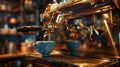 The espresso machine brewing coffee. AI generated Royalty Free Stock Photo