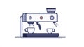 Modern Espresso Machine Making Coffee for Two Cups Royalty Free Stock Photo
