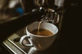 espresso machine in coffee shop counter offering freshly brewed coffee. coffee maker concept Royalty Free Stock Photo