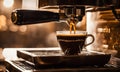 Espresso machine pouring rich shot into demitasse