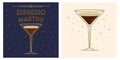 Espresso martini - cocktail art deco illustration