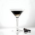 Espresso Martini Cocktail based on coffee, liqueur and vodka isolated on white background, copy space for text. Served in an