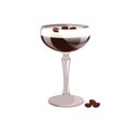 Espresso martini cocktail with coffee beans.Alcoholic coffee cocktail. Royalty Free Stock Photo